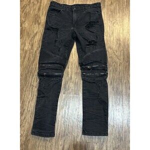 Smoke Rise  Moto Jeans Mens 34x32 Biker Cargo Zip Pocket Stretch biker